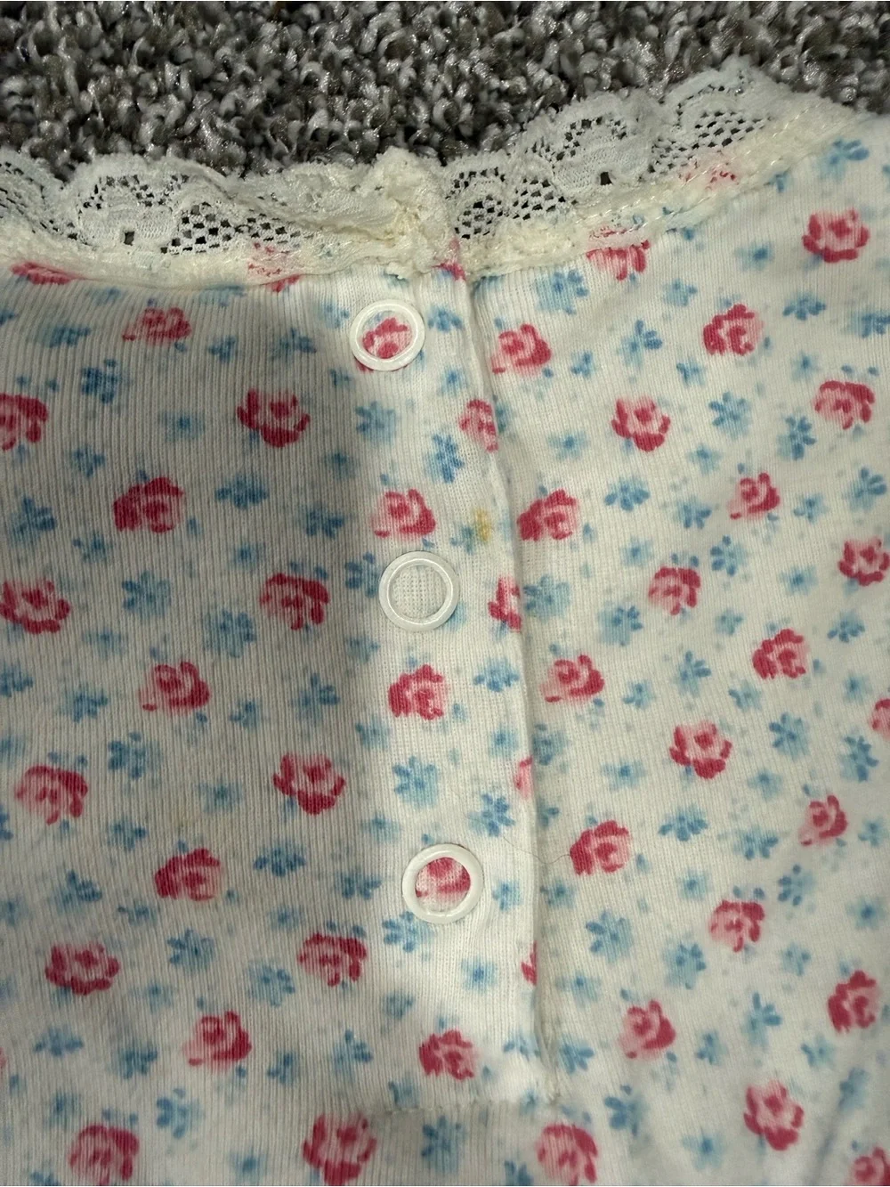 Vintage Gymboree Cream Tee with Pink & Blue Floral Print